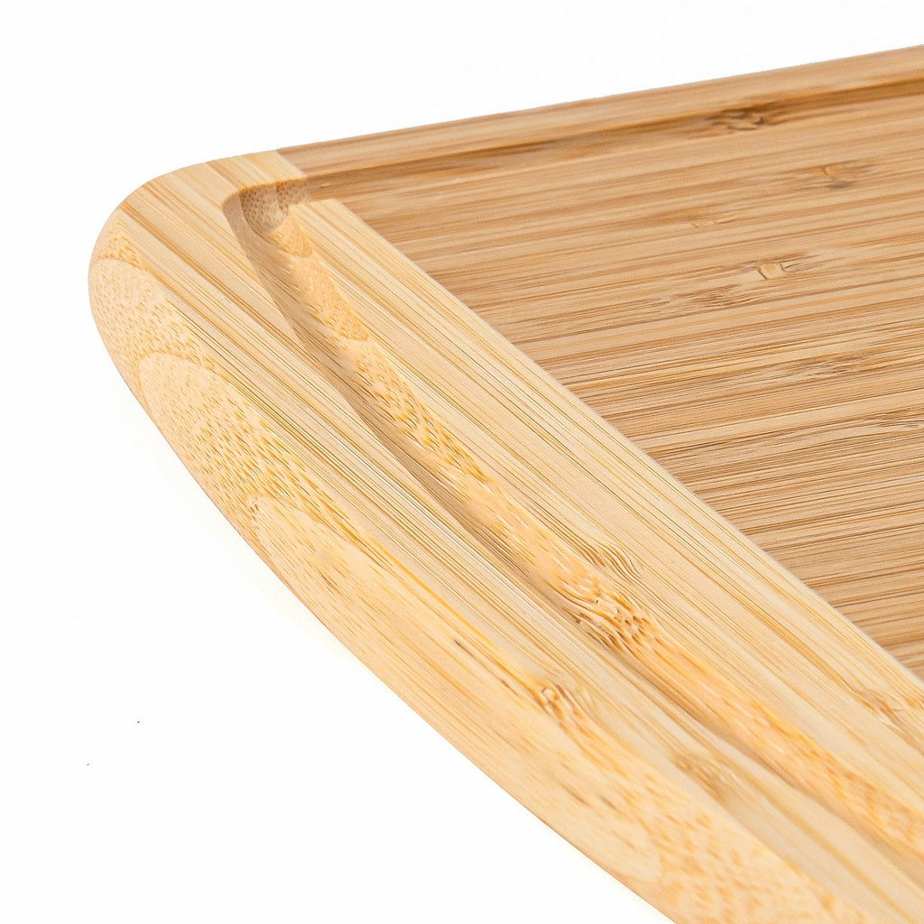 Red Co. Set of 3 Sizes (18”, 14.5”, 12”) 2-Tone Organic Bamboo Cutting Boards with Juice Grooves, Natural