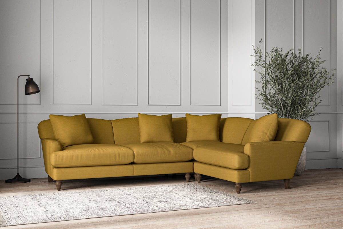 Deni Large Right Hand Corner Sofa - Recycled Cotton Ochre