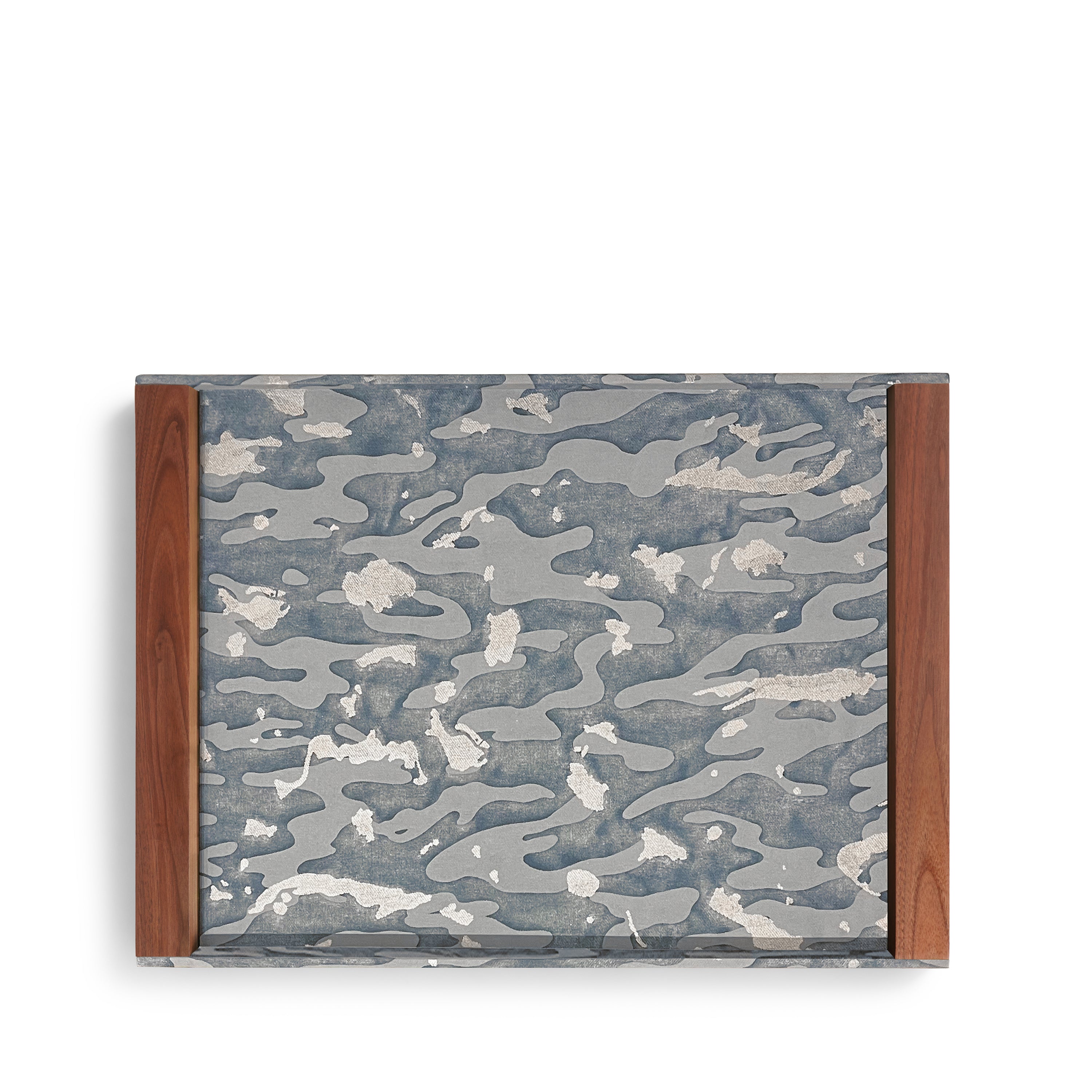 Fortuny Rectangular Tray - Camo Isole Faded Blue + Silvery Gold