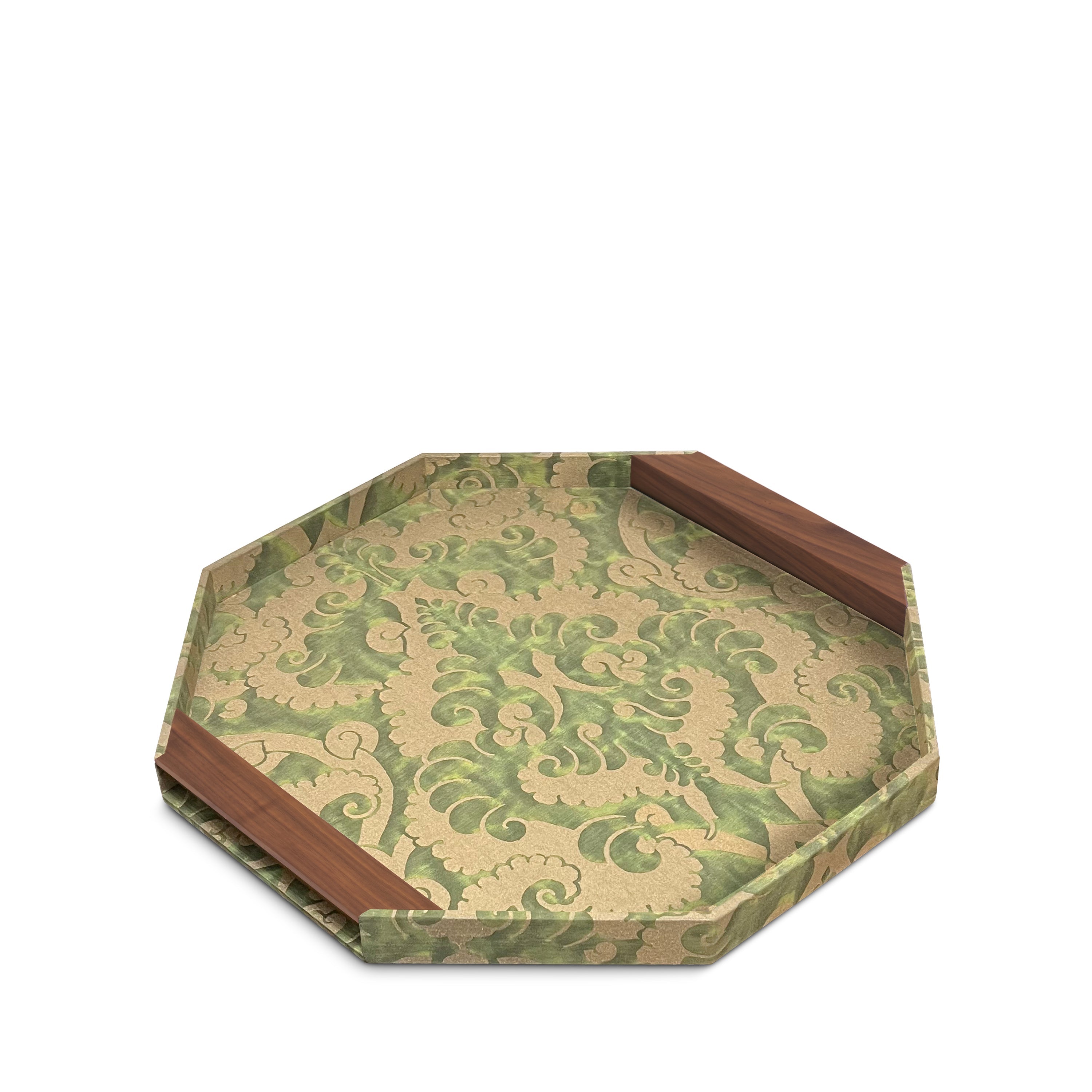 Fortuny Octagon Tray - Laotze Deep Jade + Gold